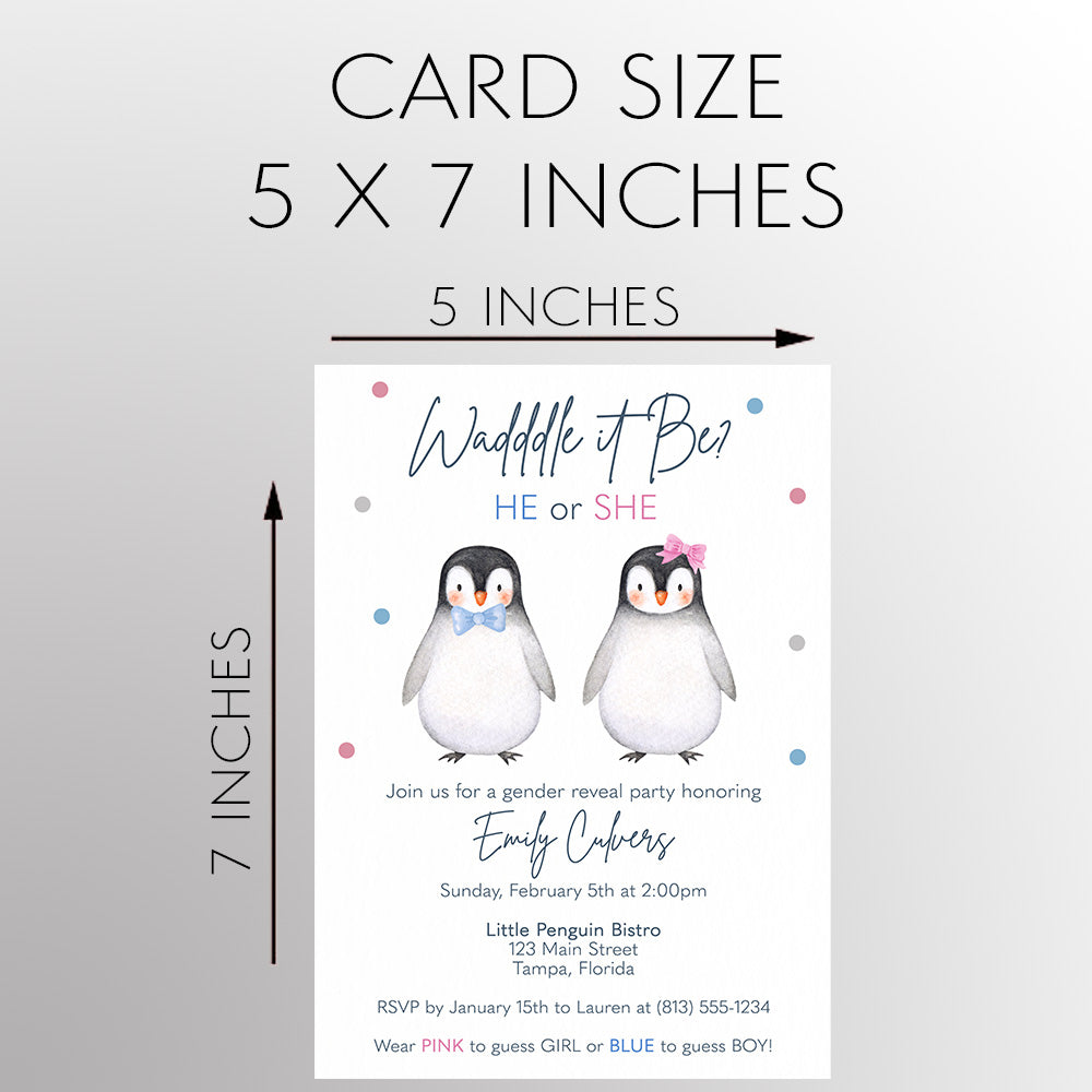 Waddle it Be Penguin Gender Reveal Invitations