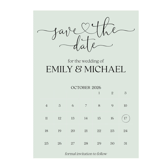Calendar Save the Date - Sage Green