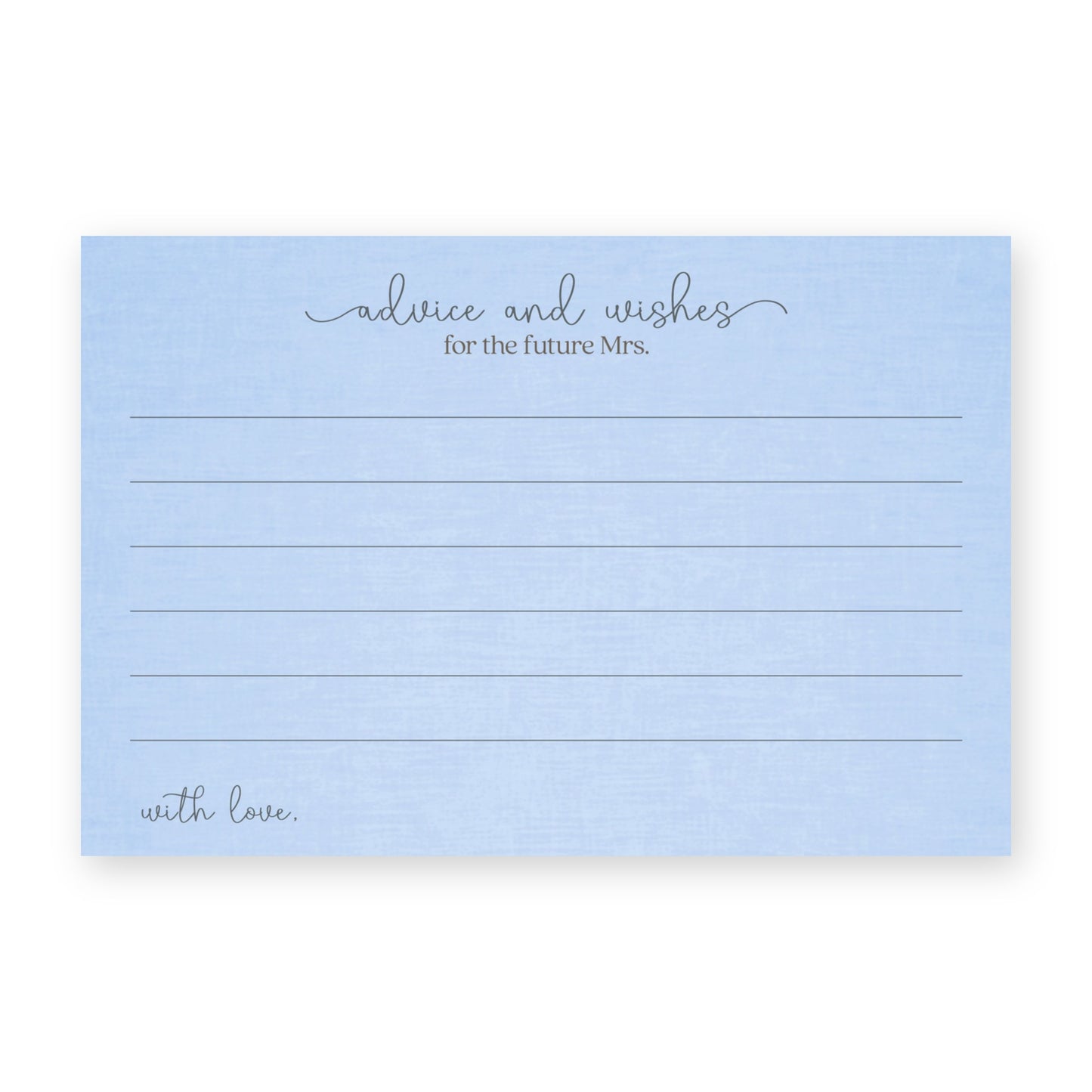 Something Blue Bridal Gown Advice Card
