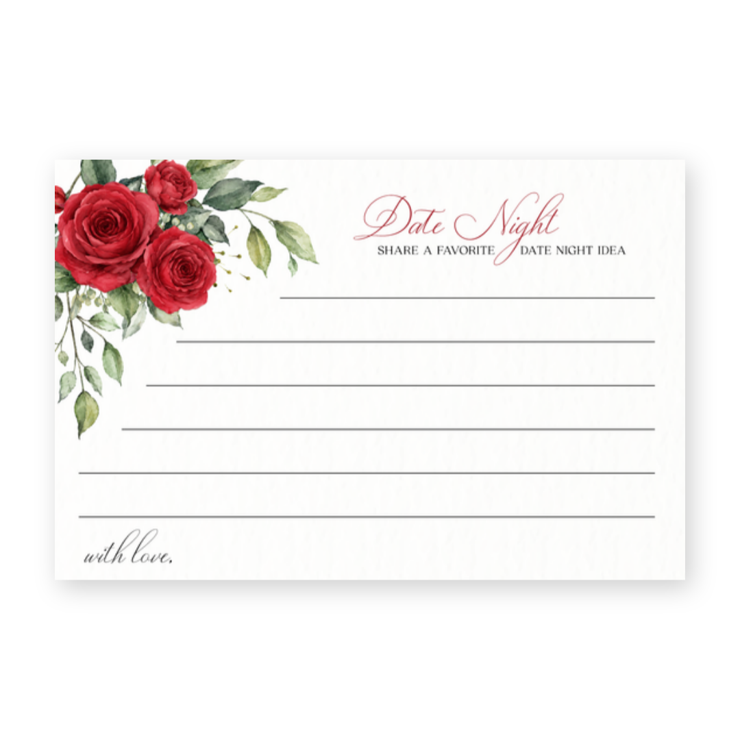 Rose Bridal Shower Date Night Card