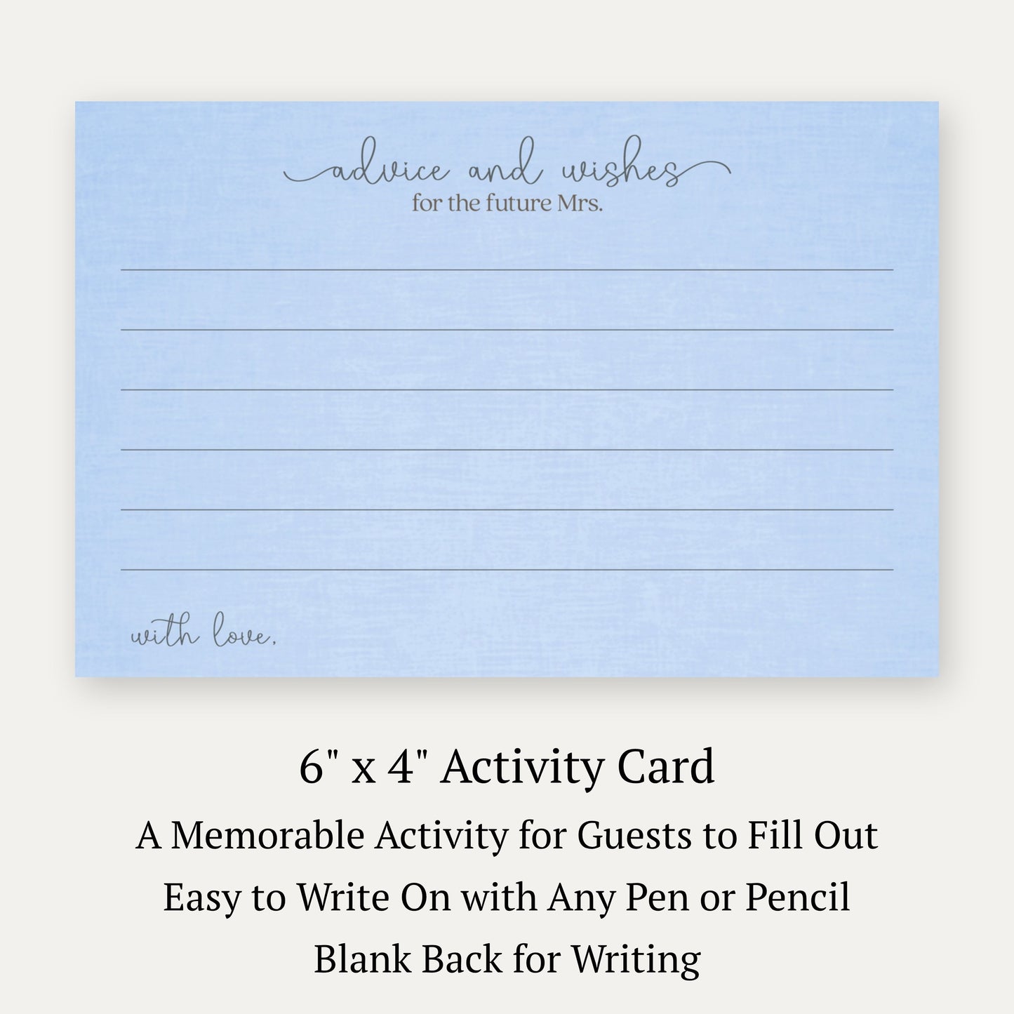 Something Blue Bridal Gown Advice Card