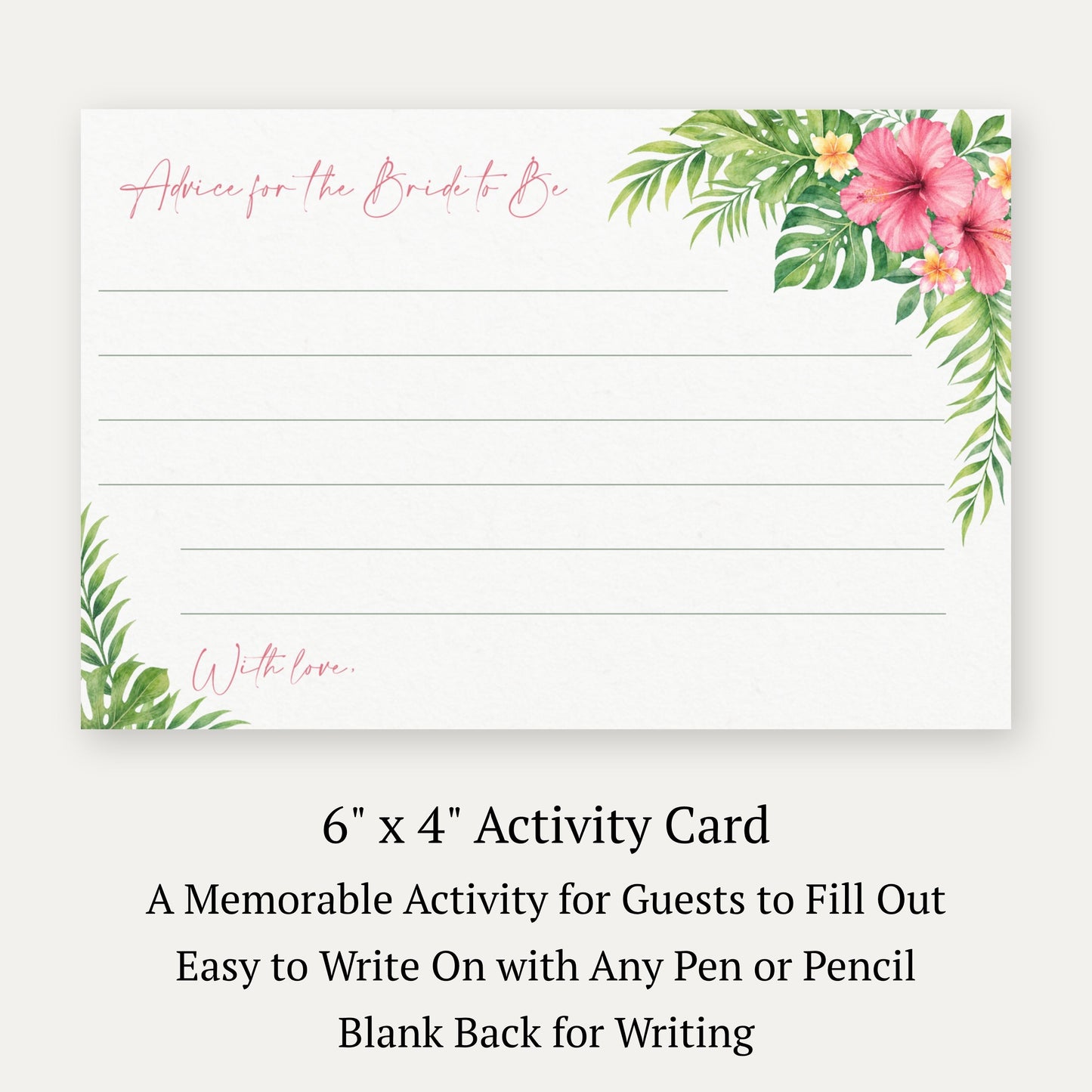 Tropical Bridal Shower Advice Cards