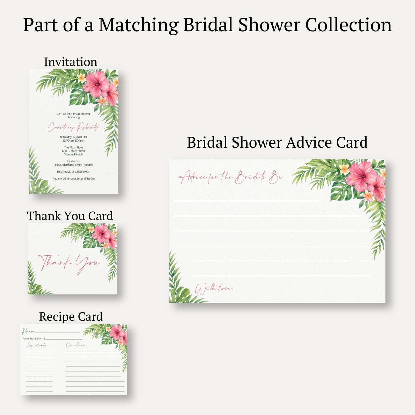 Tropical Bridal Shower Advice Cards