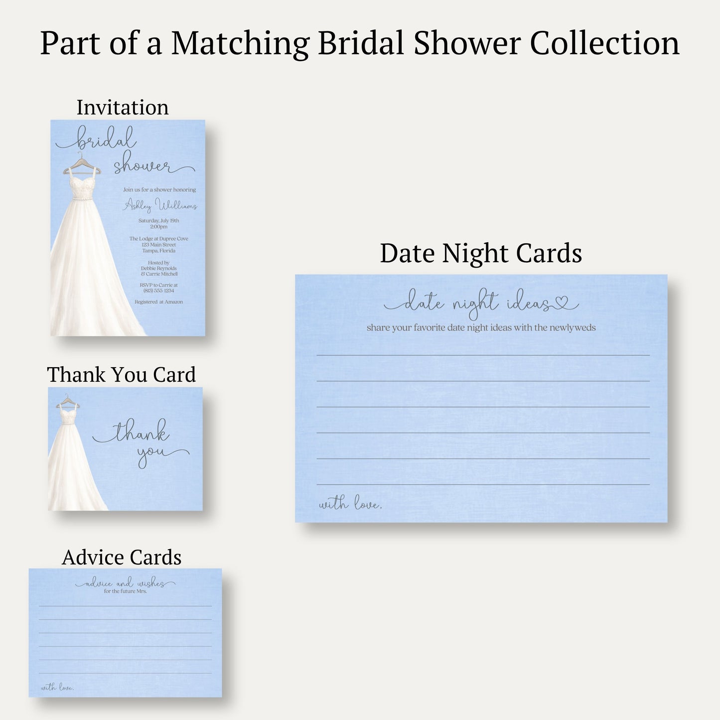 Something Blue Bridal Gown Date Night Card
