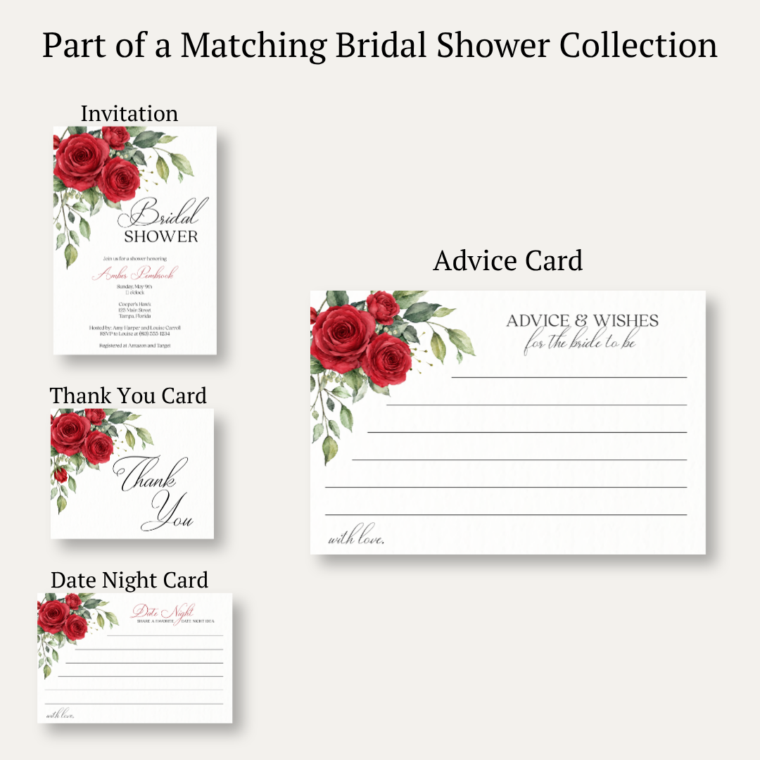 Rose Bridal Shower Advice Card