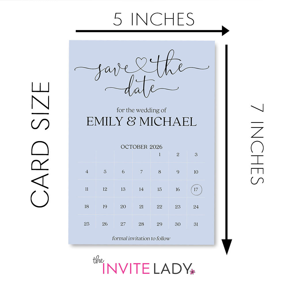 Calendar Save the Date Cards - Blue