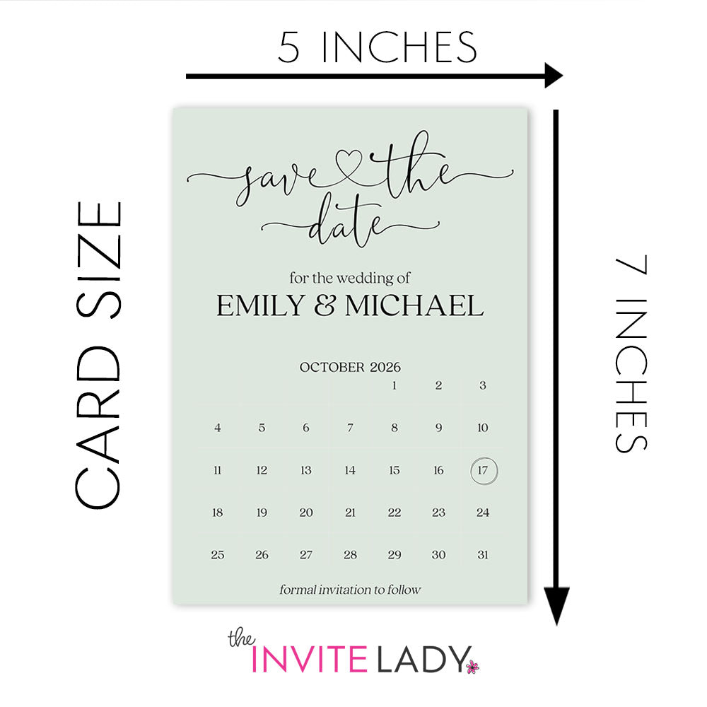 Calendar Save the Date - Sage Green