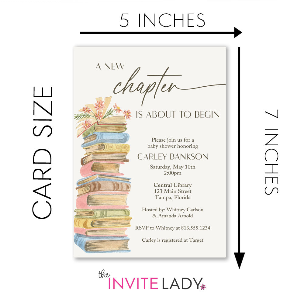 A New Chapter Is About To Begin Baby Shower Invitations