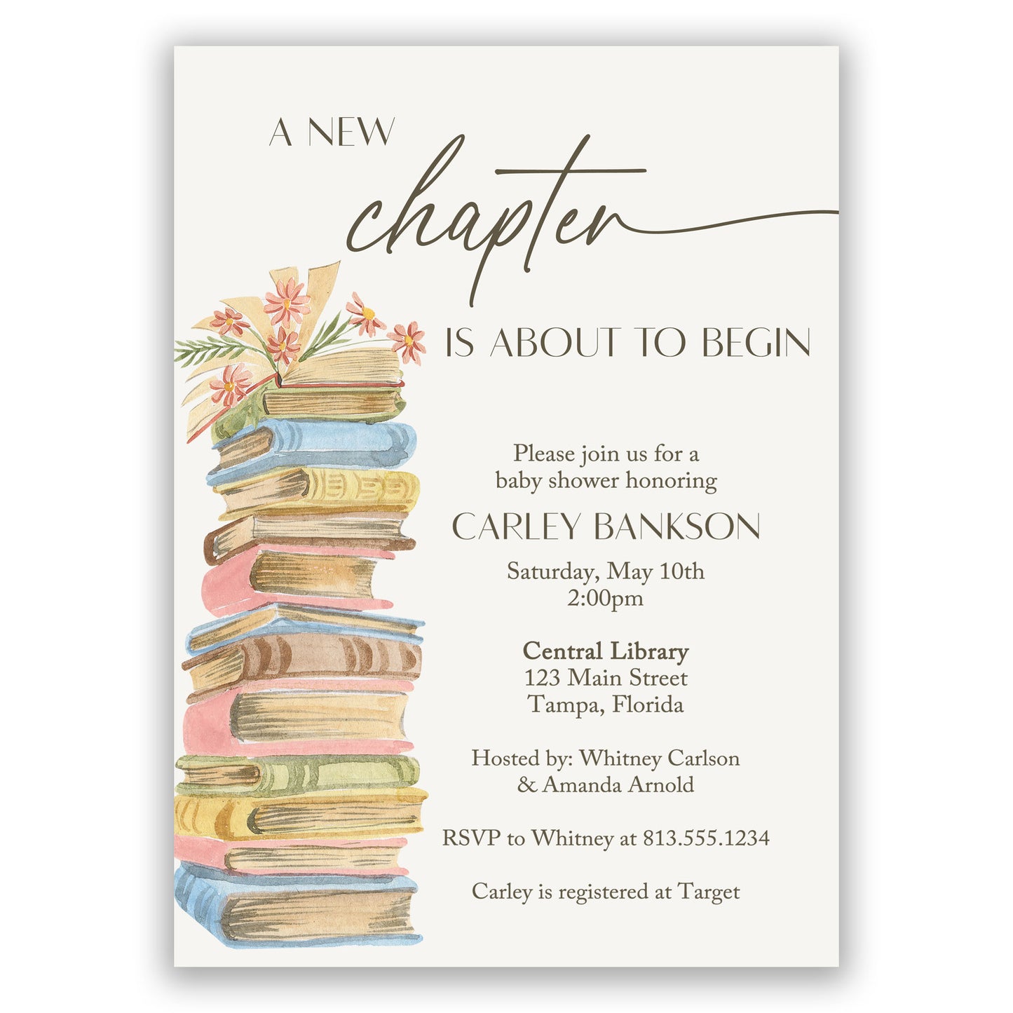 A New Chapter Is About To Begin Baby Shower Invitations