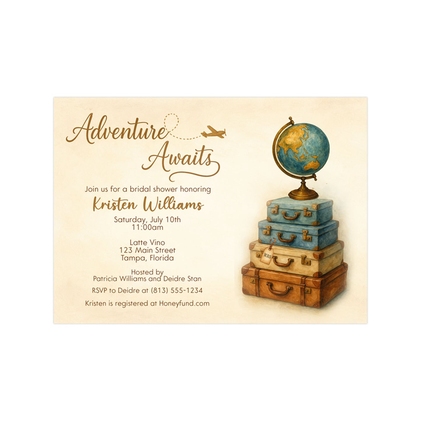 Adventure Awaits Bridal Shower Invitations - Travelling from Miss to Mrs.