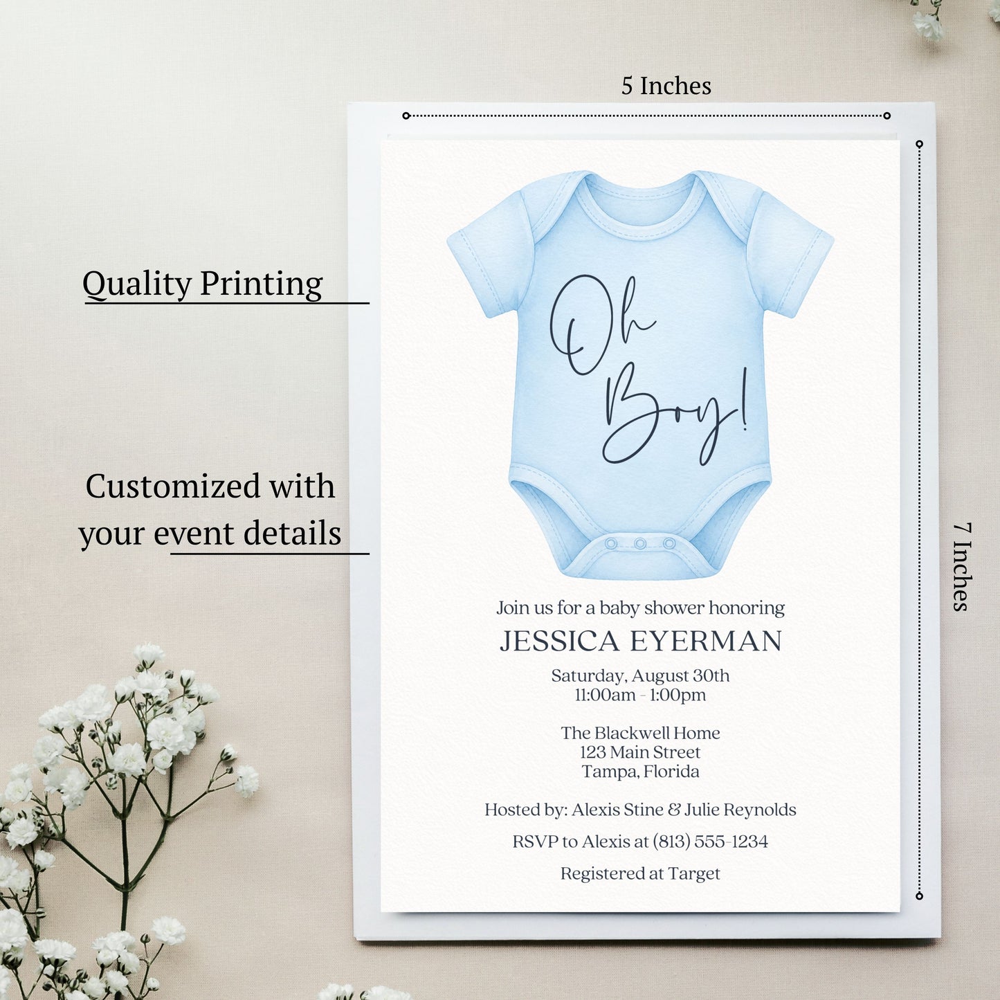 Oh Boy! Baby Shower Invitation