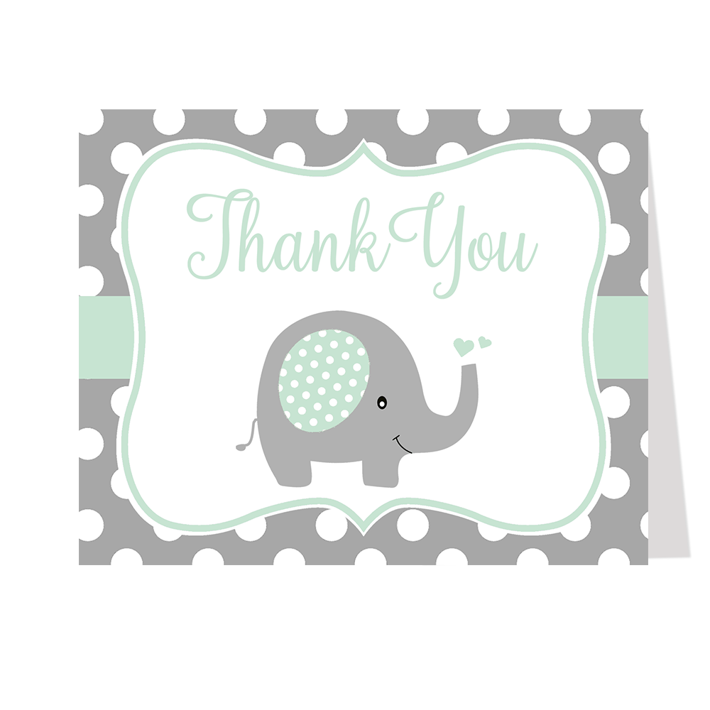 Polka Dot Elephant Thank You Card