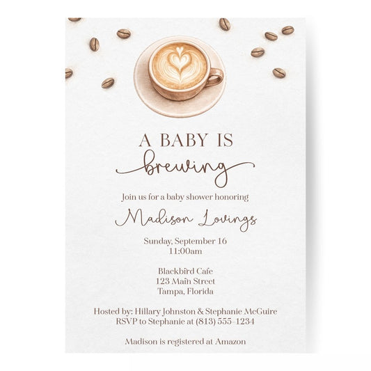 A Baby Latte Is Brewing Shower Invitations