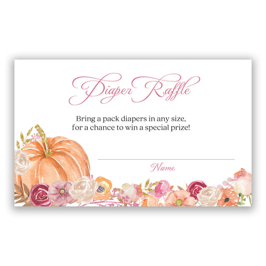 Floral Pumpkin Diaper Raffle Insert