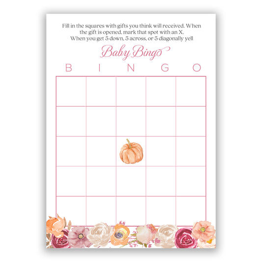 Floral Pumpkin BINGO Card