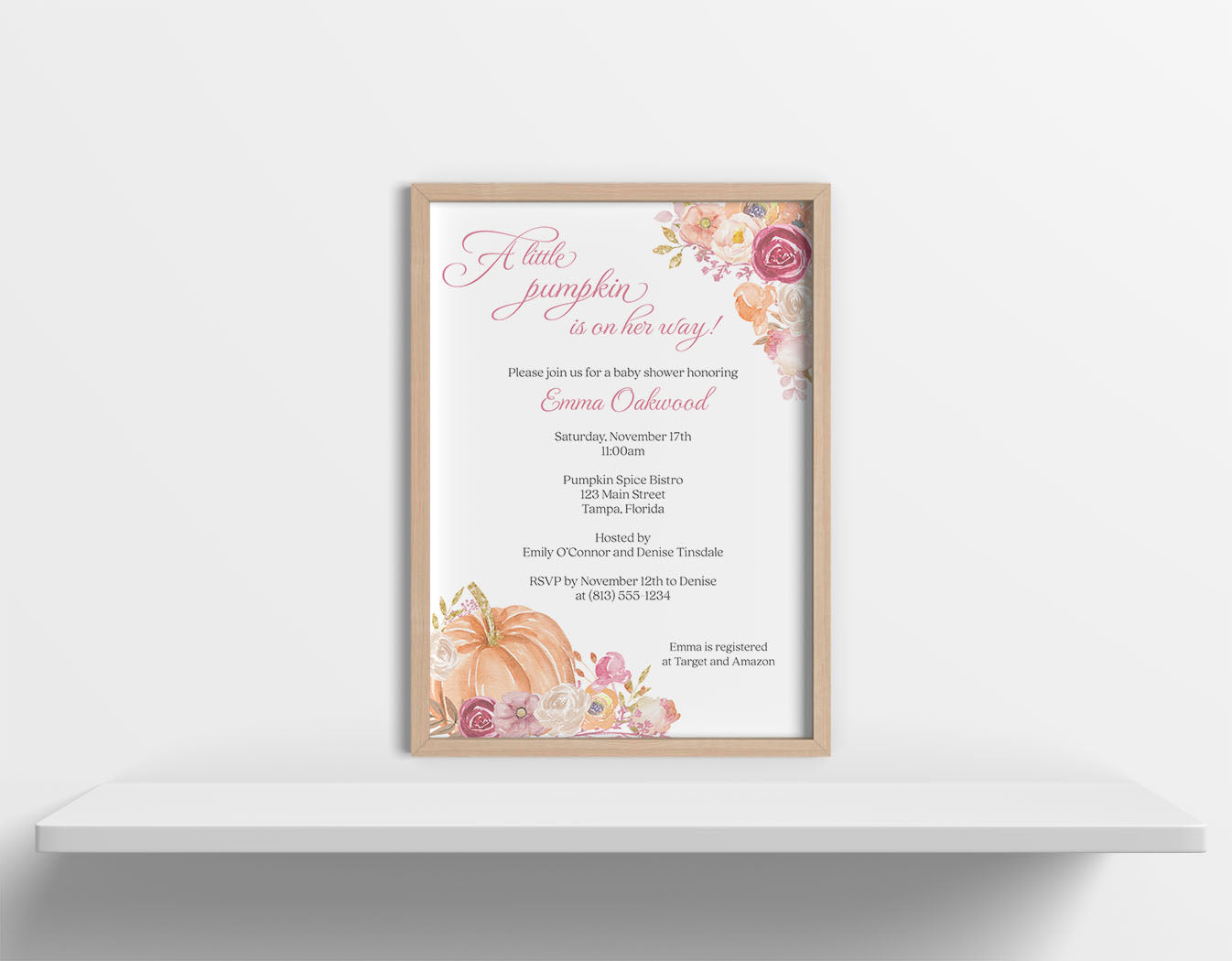 Floral Pumpkin Baby Shower Invitation