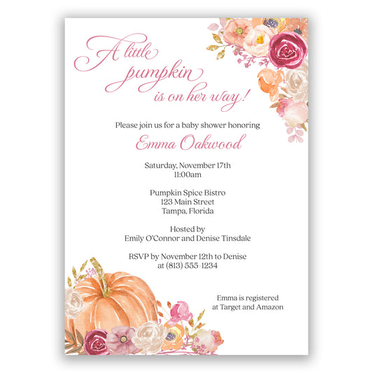 Floral Pumpkin Baby Shower Invitation
