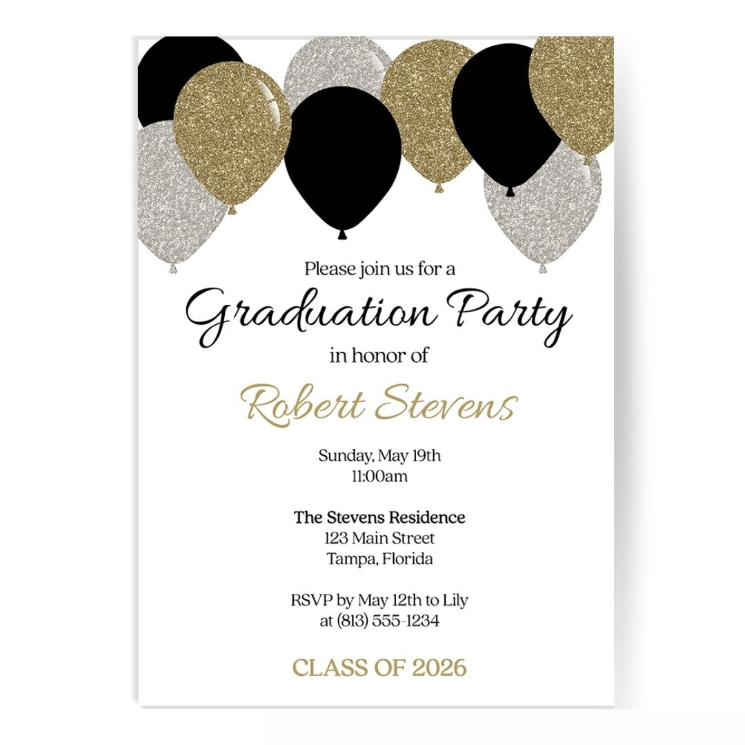 Balloon Graduation Invitation