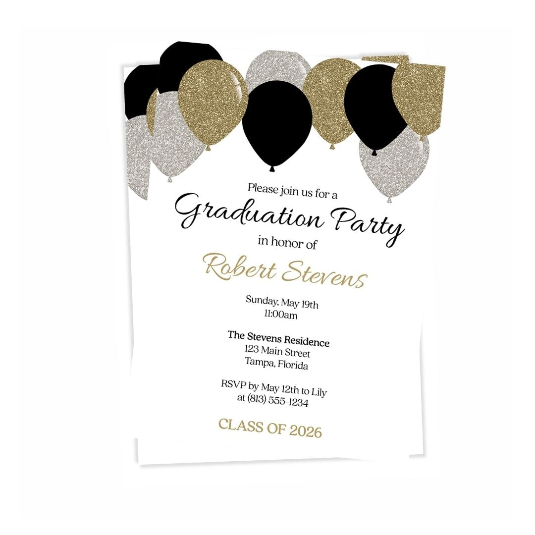 Balloon Graduation Invitation