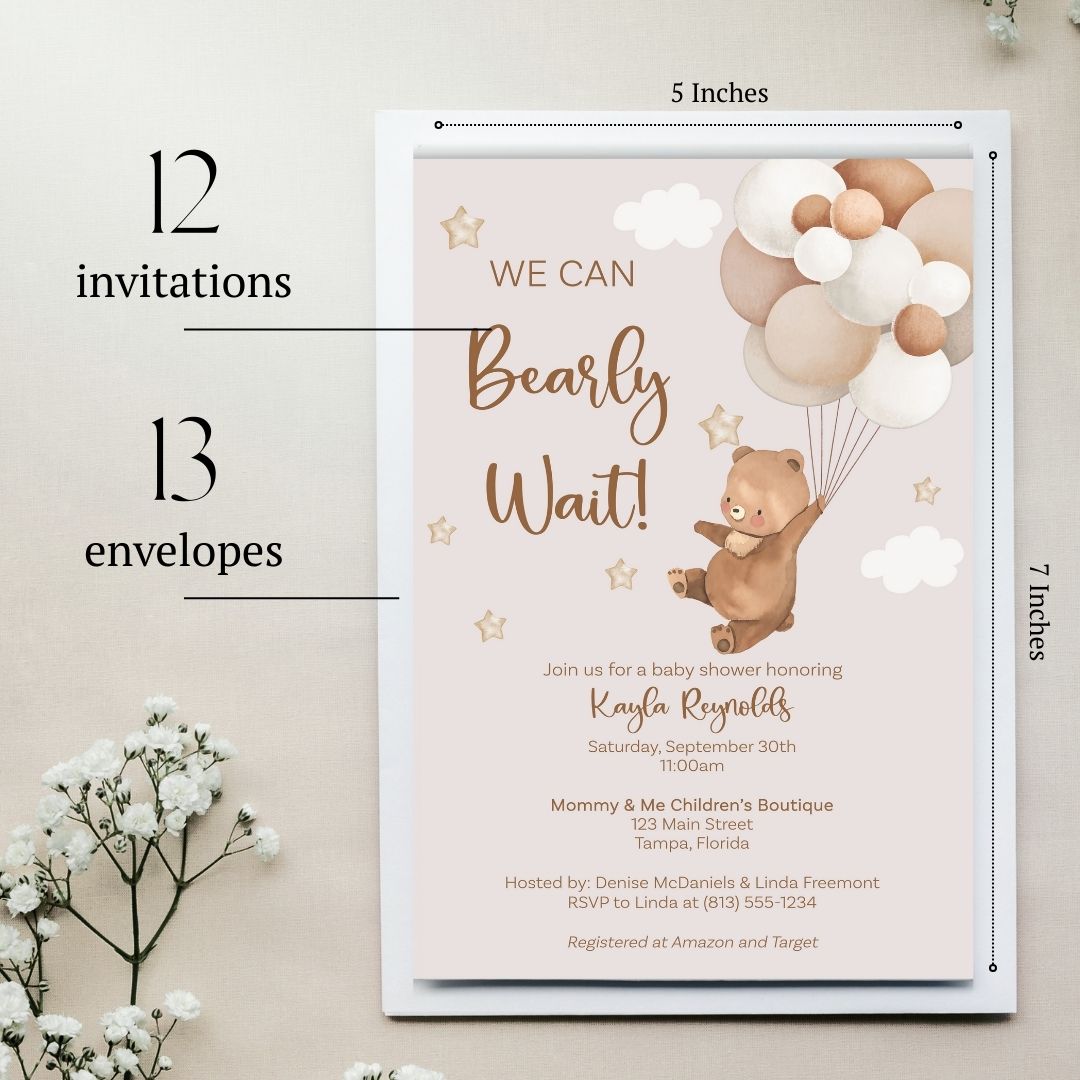 Bearly Wait Baby Shower Invitations