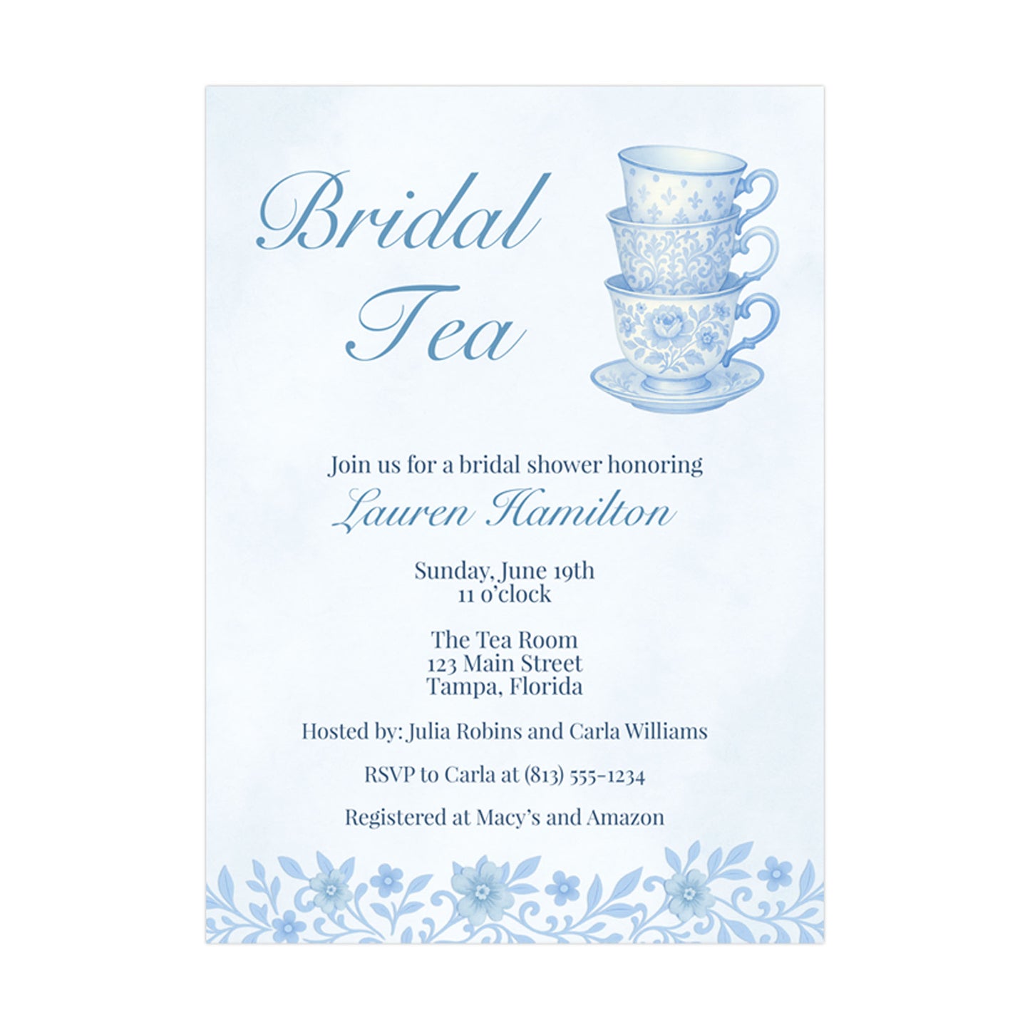 Watercolor Bridal Tea Invitation