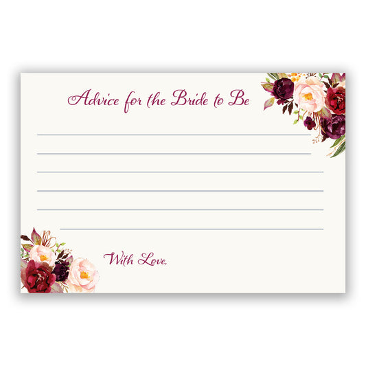 Burgundy Blooms Advice for the Bride Card