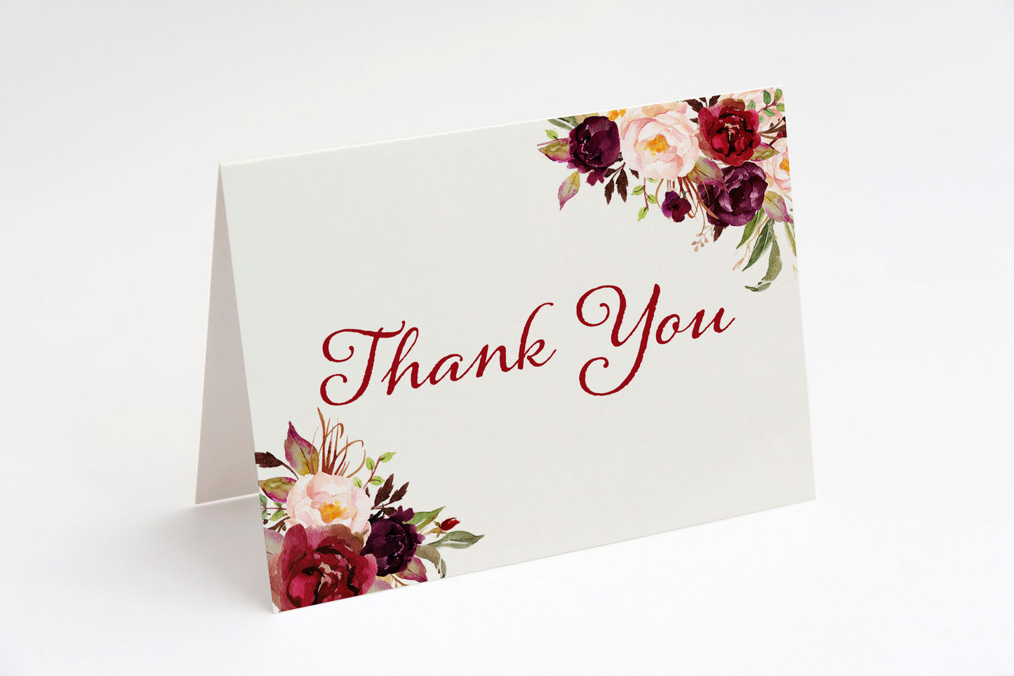 Burgundy Blooms Thank You Card