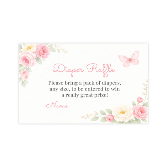 Butterfly Diaper Raffle Ticket