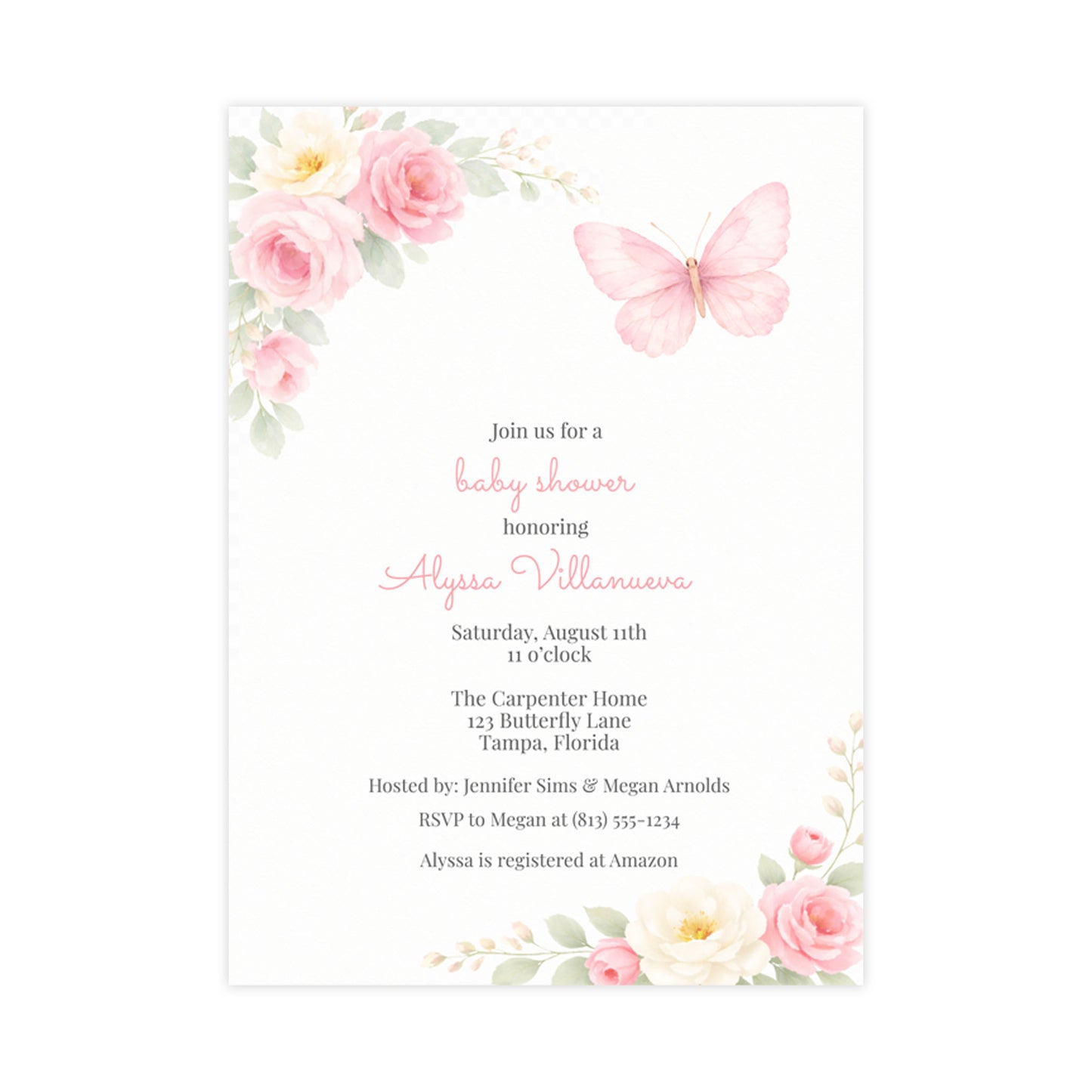 Butterfly Baby Shower Invitation