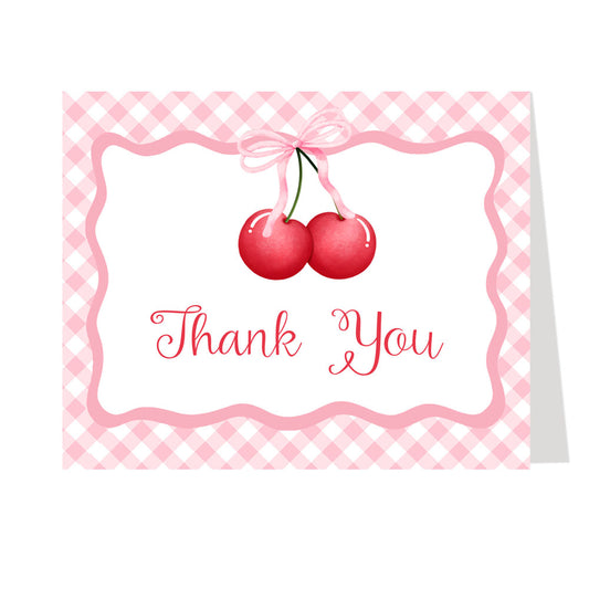 Cherry Themed Baby Shower Thank You Card