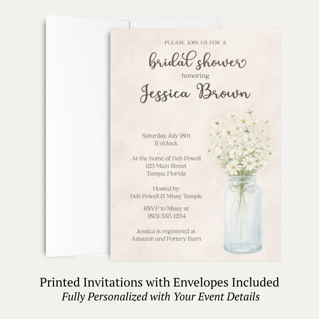 Country Mason Jar Bridal Shower Invitation