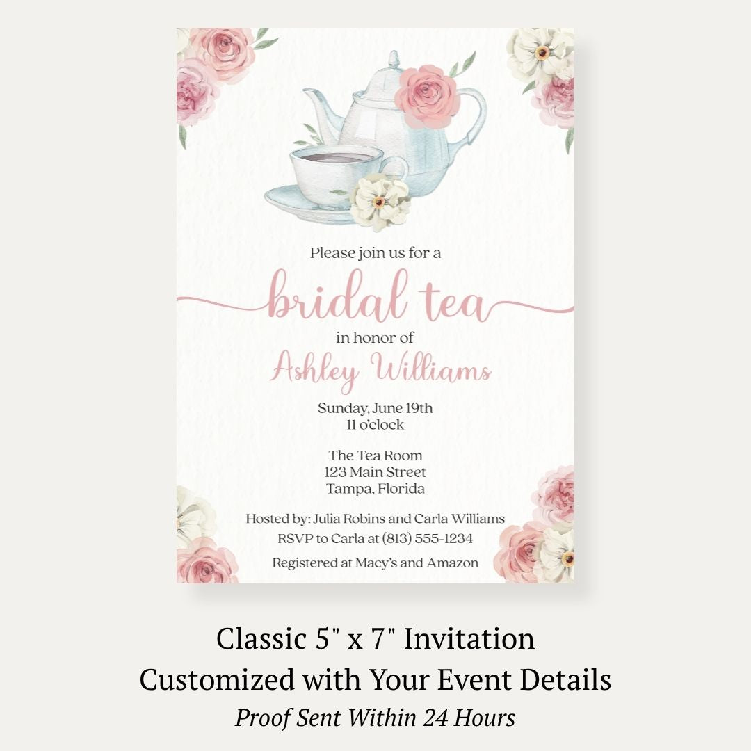 Watercolor Bridal Tea Bridal Shower Invitation
