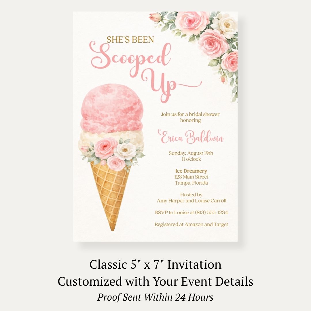 She's Been Scooped Up Bridal Shower Invitation