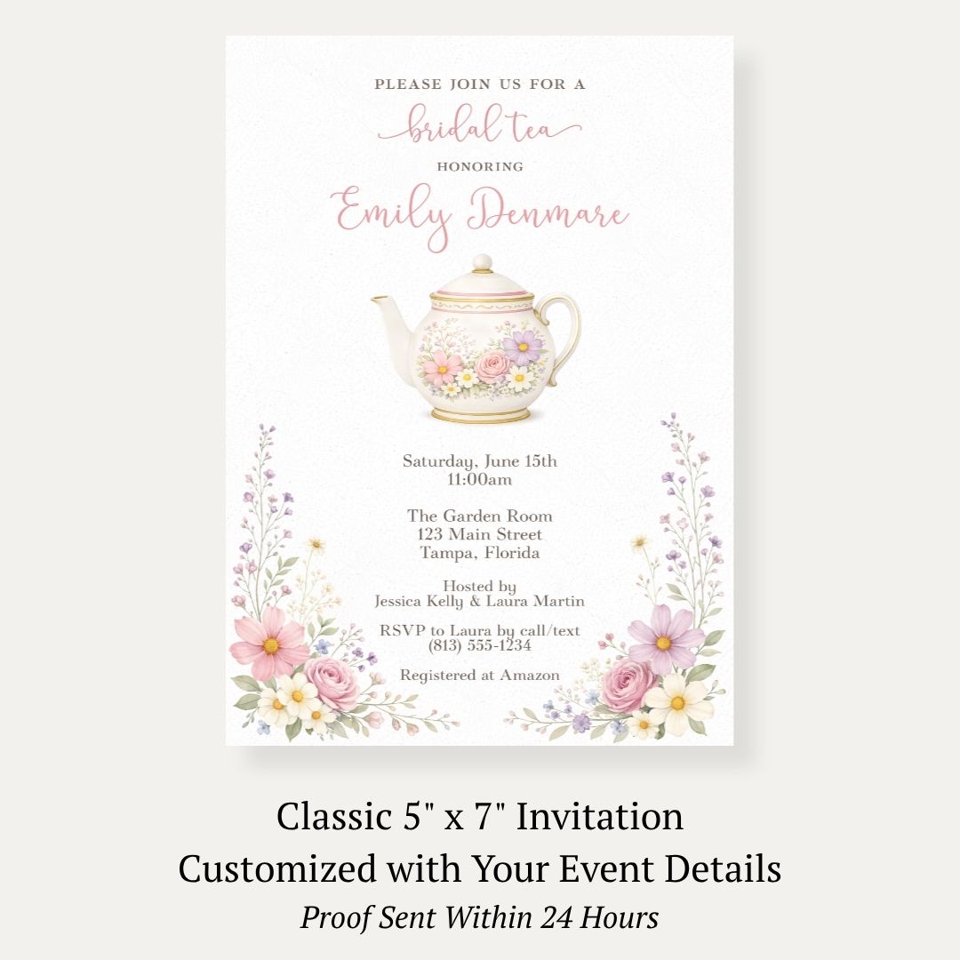 Garden Tea Party Bridal Shower Invitation