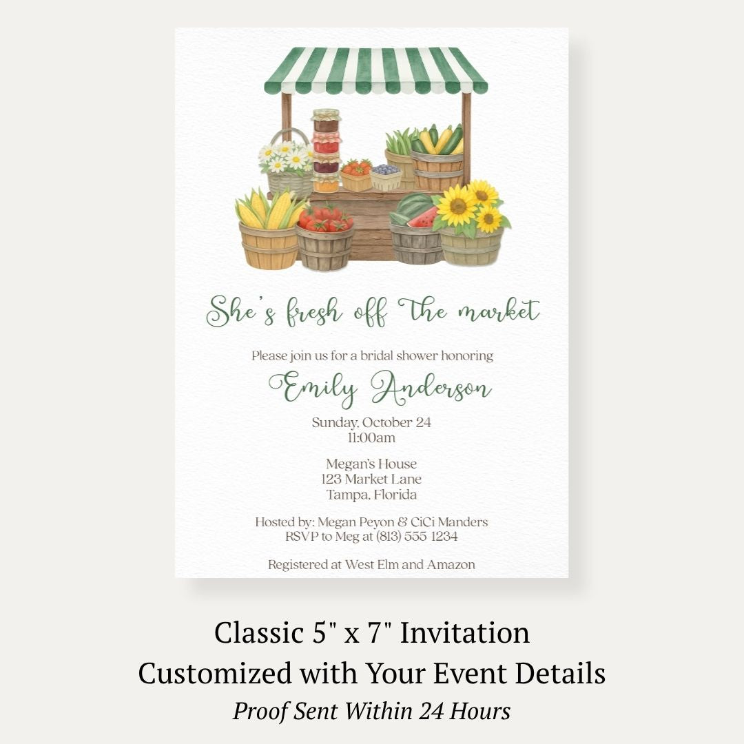She's Fresh off the Market Bridal Shower Invitation