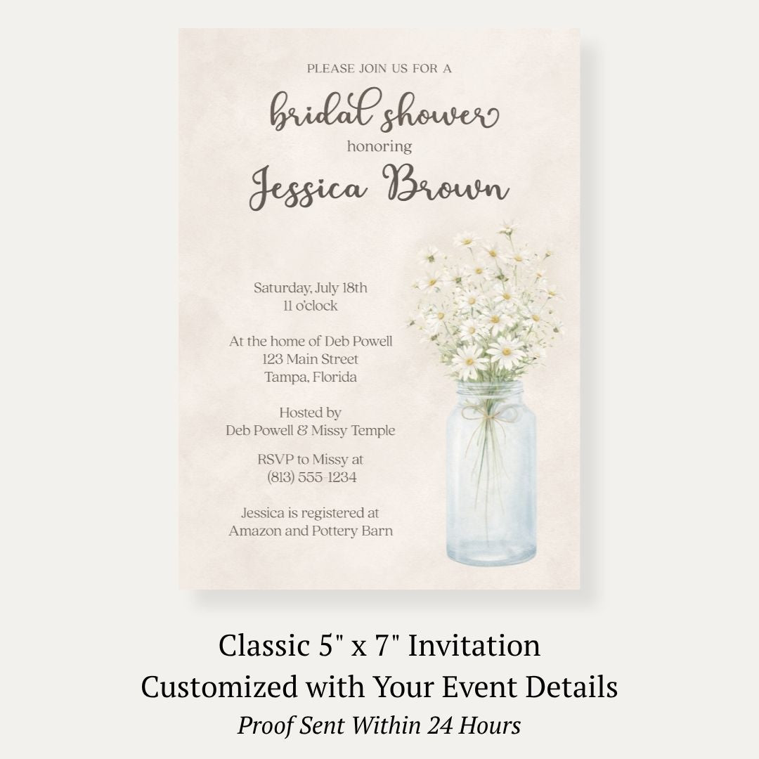 Country Mason Jar Bridal Shower Invitation