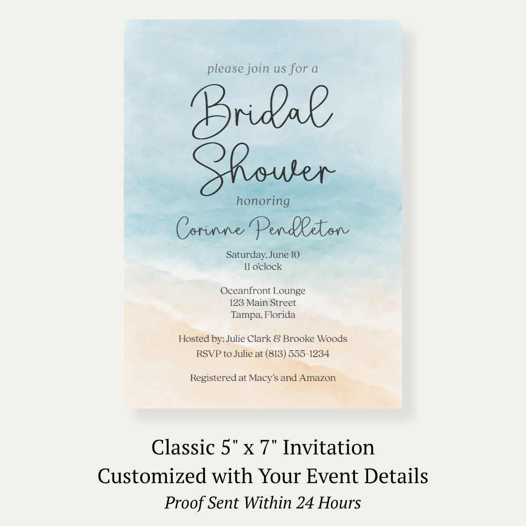 Painted Beach Bridal Shower Invitation