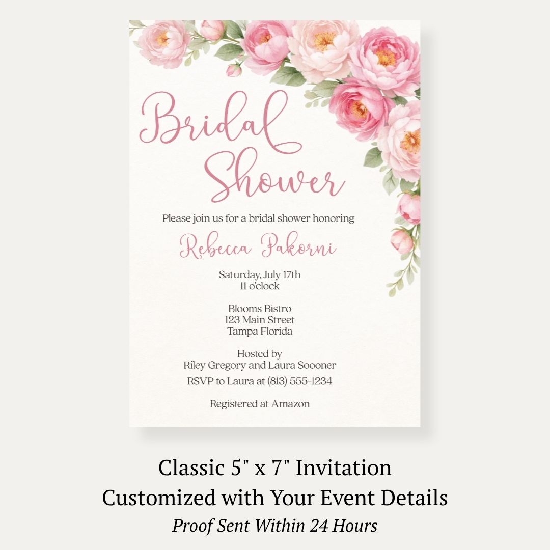 Peonies In Bloom Bridal Shower Invitation