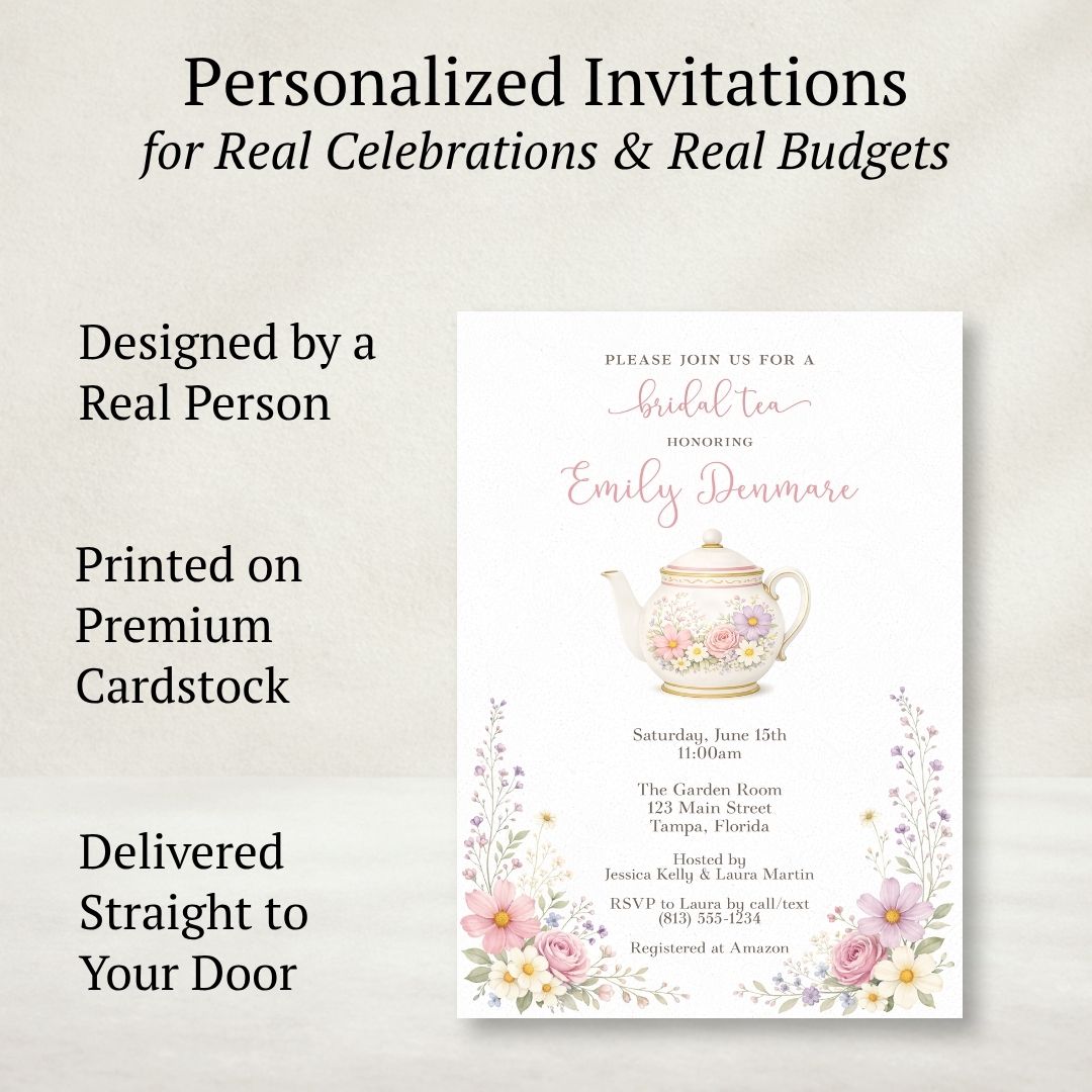 Garden Tea Party Bridal Shower Invitation