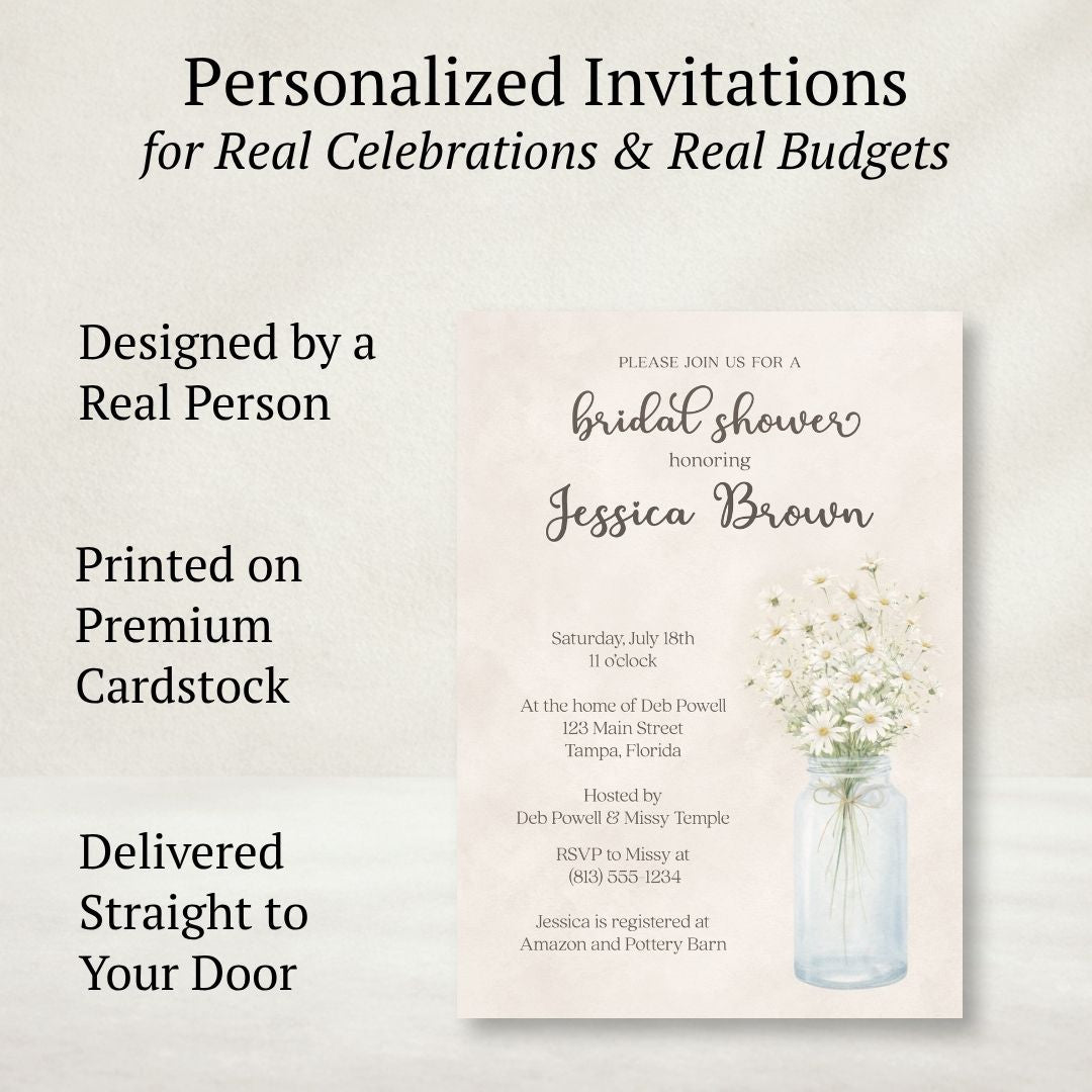 Country Mason Jar Bridal Shower Invitation