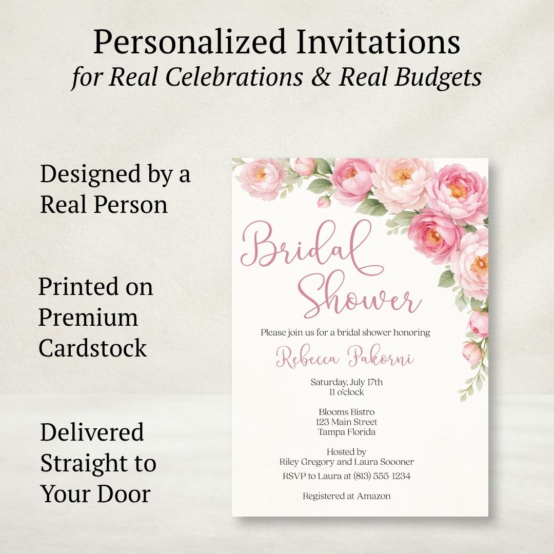 Peonies In Bloom Bridal Shower Invitation