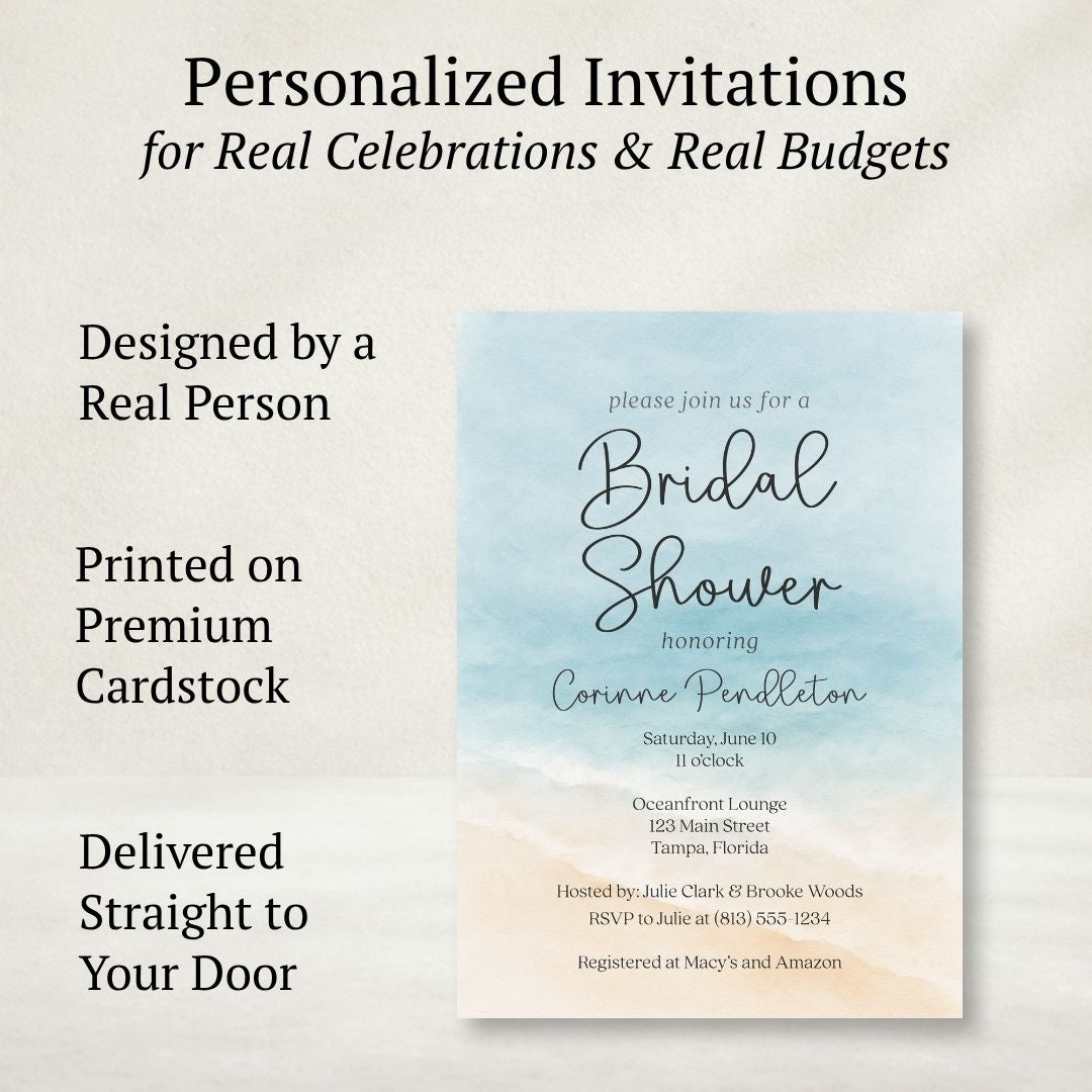 Painted Beach Bridal Shower Invitation