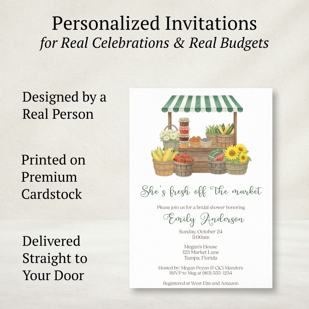 She's Fresh off the Market Bridal Shower Invitation