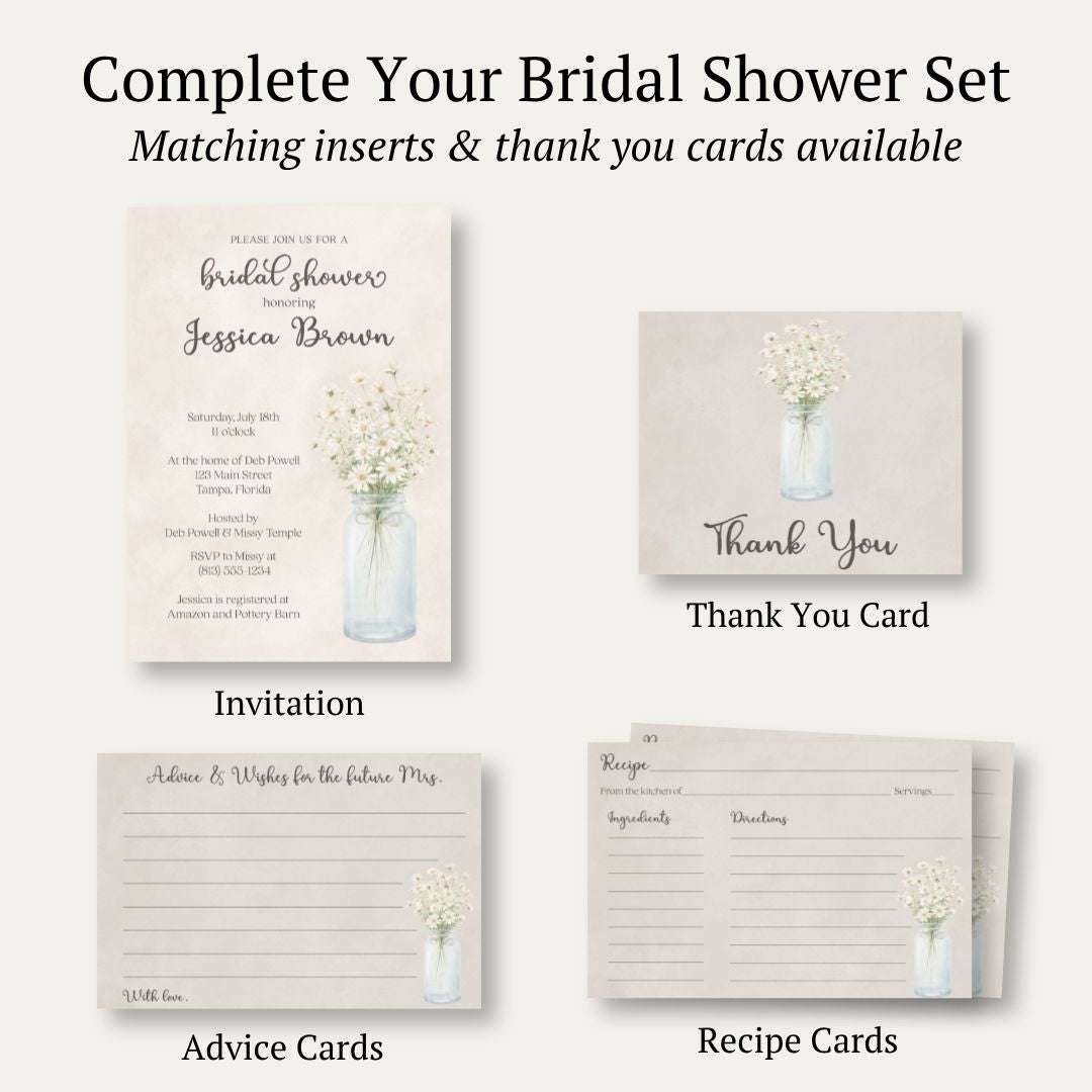 Country Mason Jar Bridal Shower Invitation