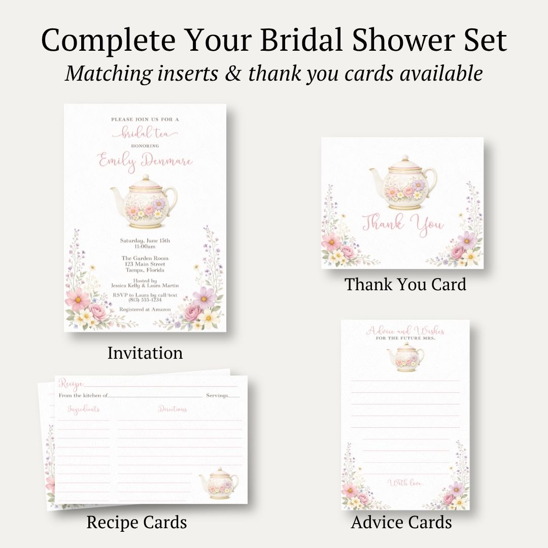 Garden Tea Party Bridal Shower Invitation