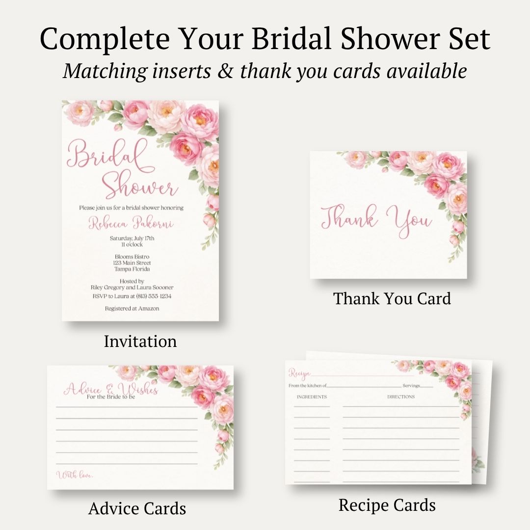 Peonies In Bloom Bridal Shower Invitation
