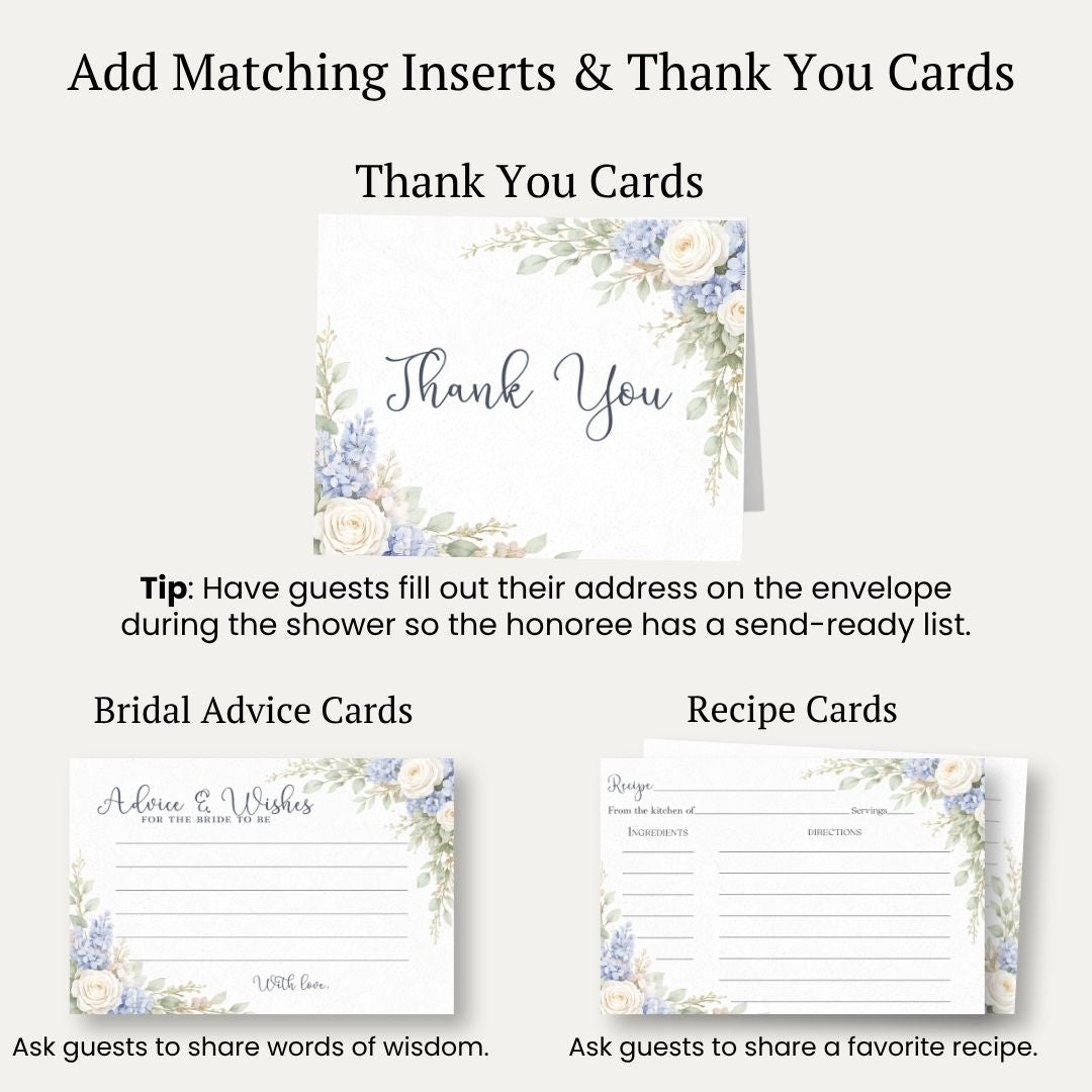 Sage & Blue Blooms Floral Bridal Shower Invitation