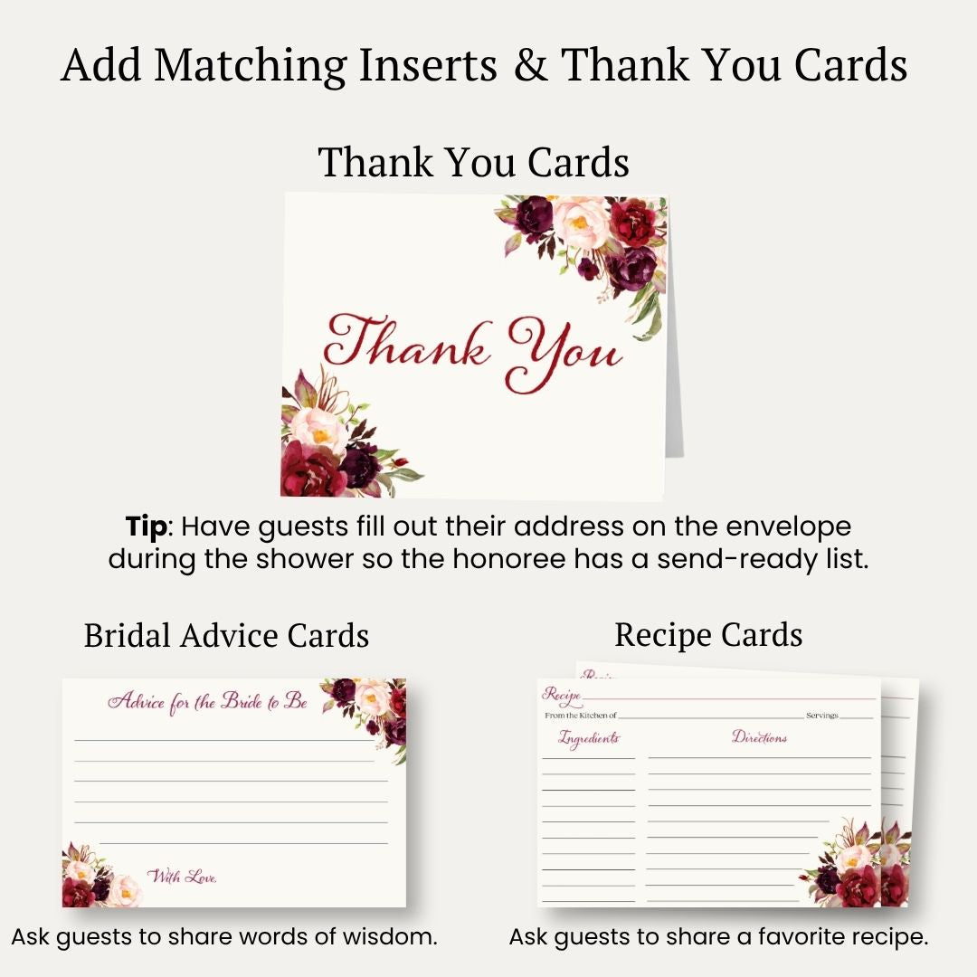 Burgundy Blooms Bridal Shower Invitation