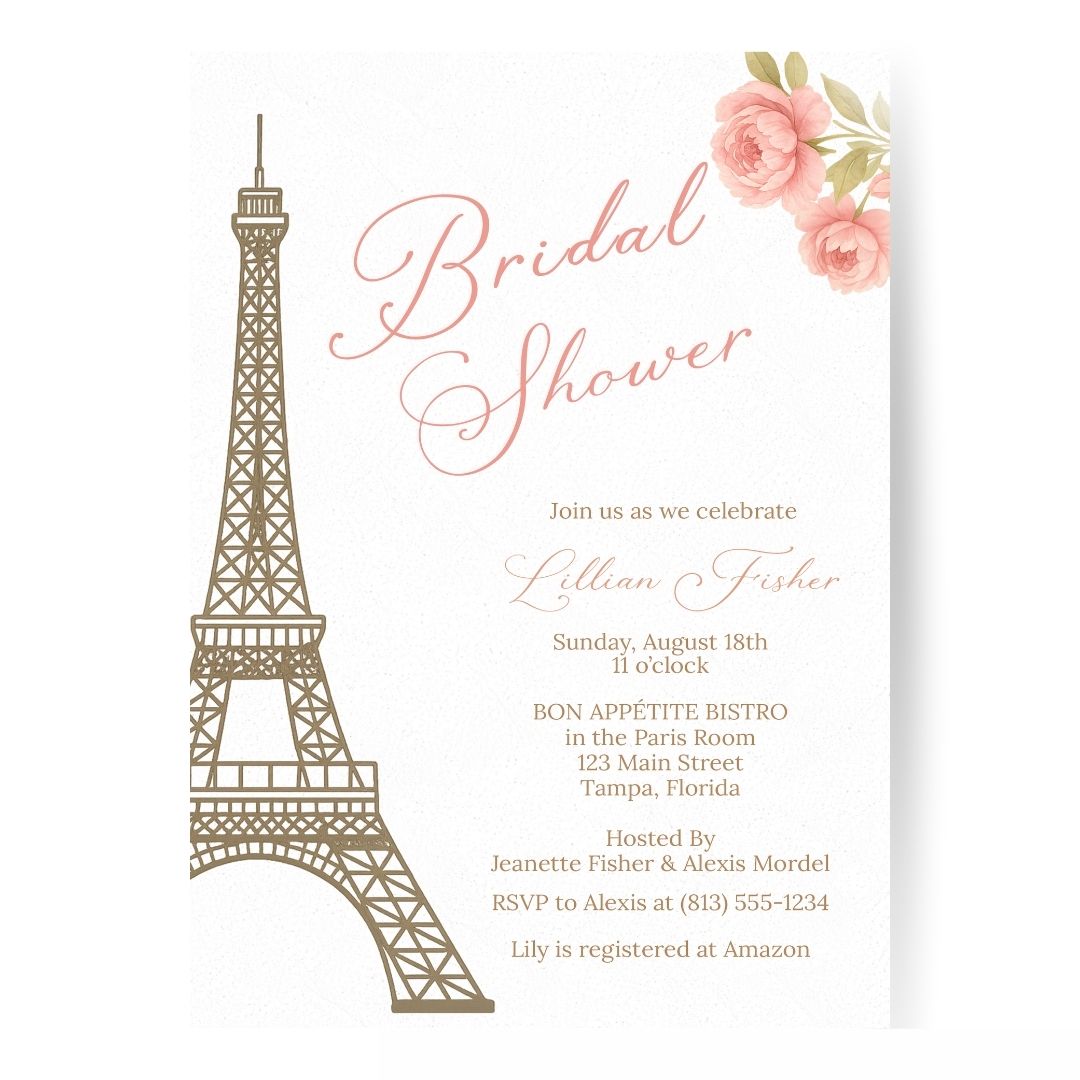 Paris Love Story Bridal Shower Invitation