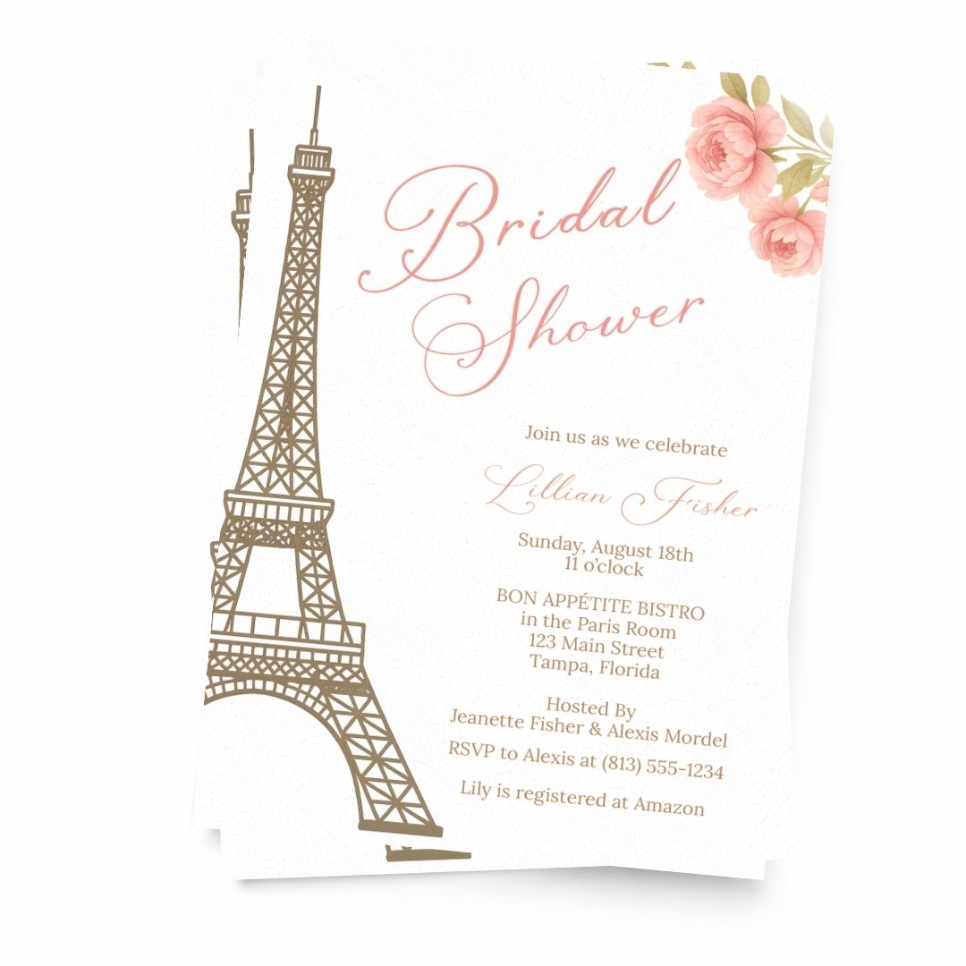 Paris Love Story Bridal Shower Invitation
